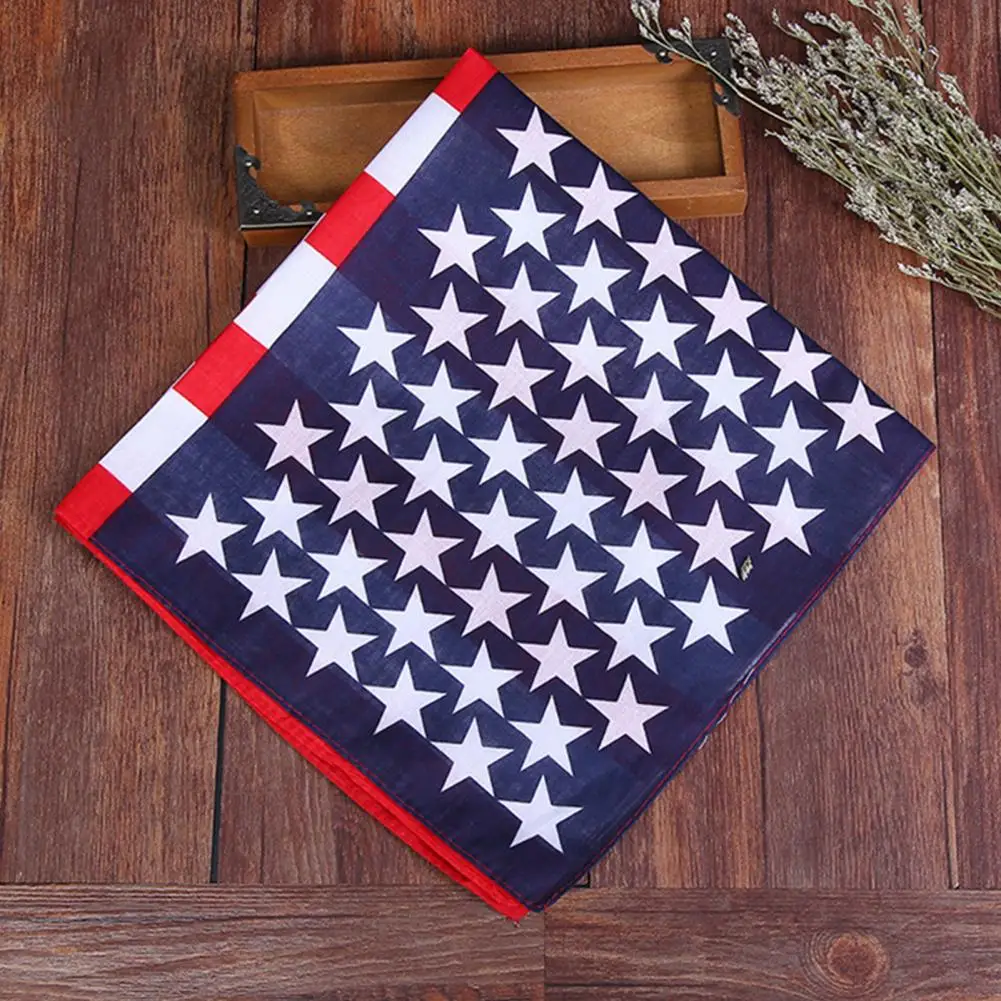 Comfortable Portable Cotton American Flag Stripes Star Print Sports Headscarf for Women