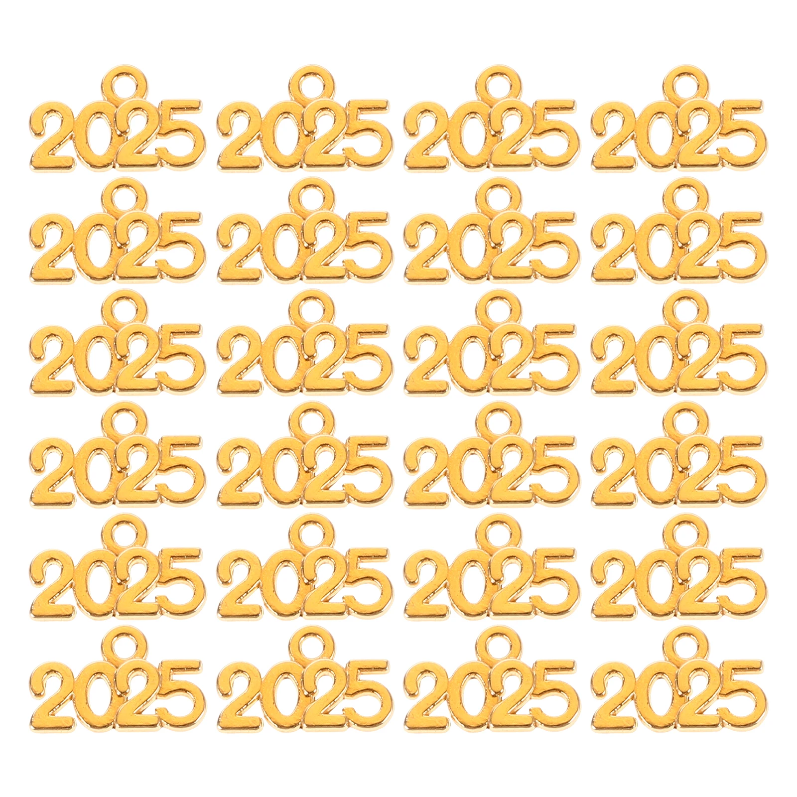

100 Pcs 2025 Pendant Charm Jewelry Making Accessories Golden Graduation Year DIY Charms for Bracelets Keychains Crafts