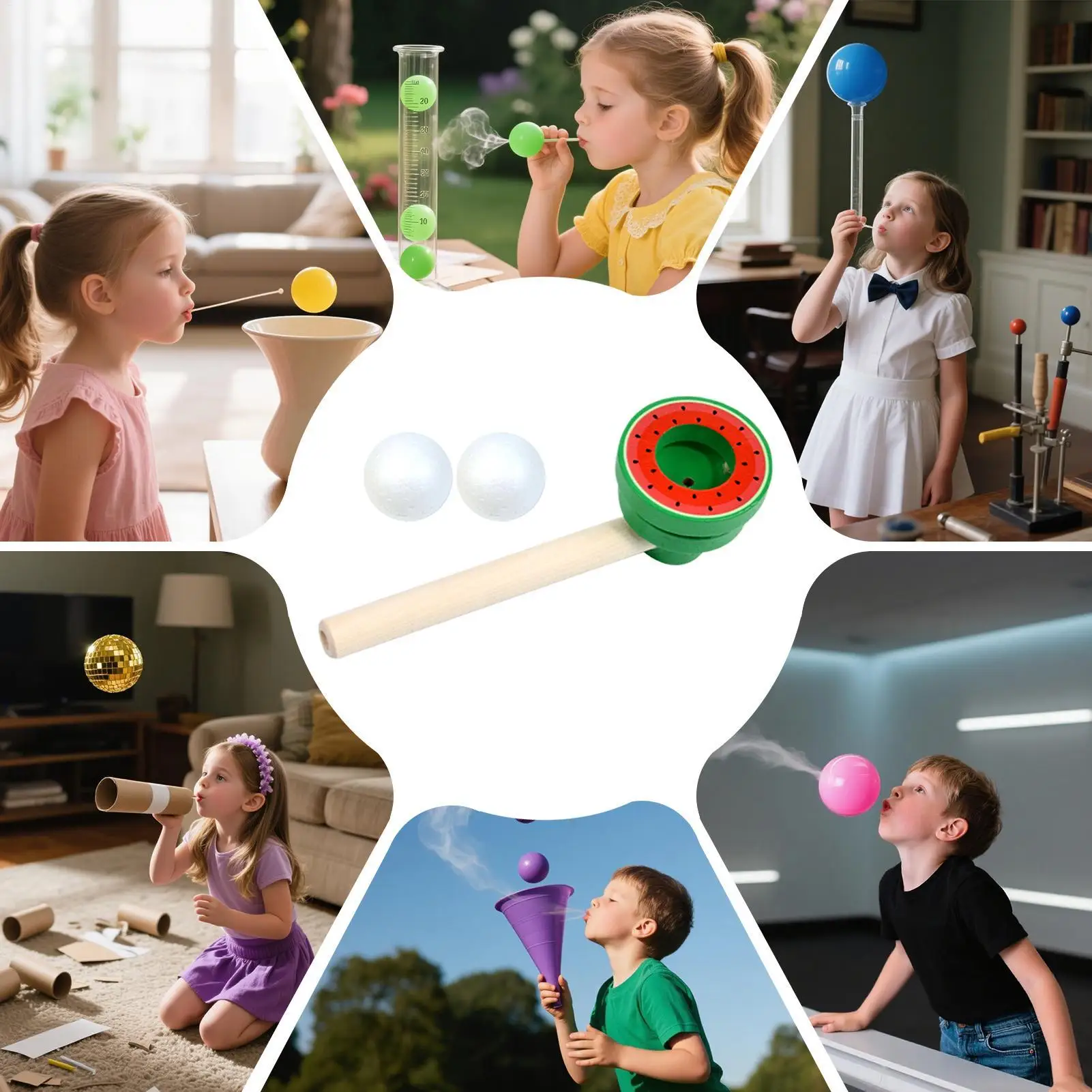 Bola que sopla juguete equilibrio bolas flotantes juguetes que soplan diversión ergonómica desarrollo cognitivo suministros de fiesta para niños para el día de los niños