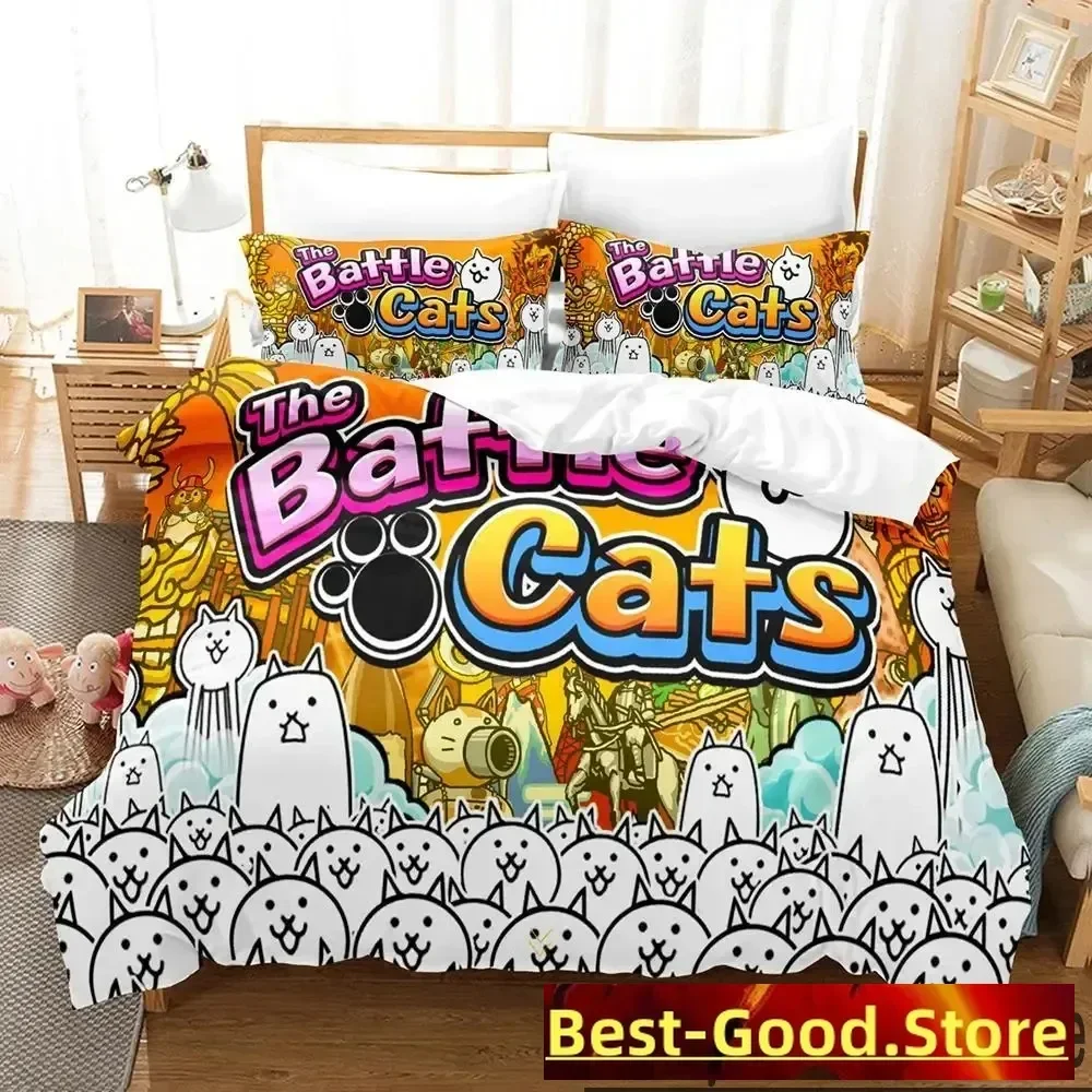 Game The Battle Cats Unite Bedding Set Boys Girls Twin Queen King Size Duvet Cover Pillowcase Bed boys Adult Home Textileextile