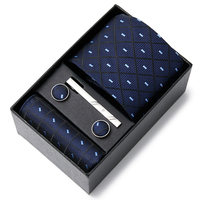 Tie For Men  Wedding Present Tie Pocket Squares Cufflink Set Necktie Box Gray Man Wedding Accessories Fit Group