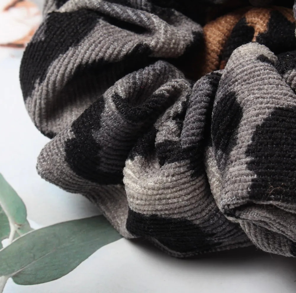 Scrunchie-Kordel mit Leopardenmuster, Herbst-Winter, Cord, solides Scrunchies-Set, elastische Haarbänder, Tiermuster, Pferdeschwanz, Haargummi, Seil – Detail 6
