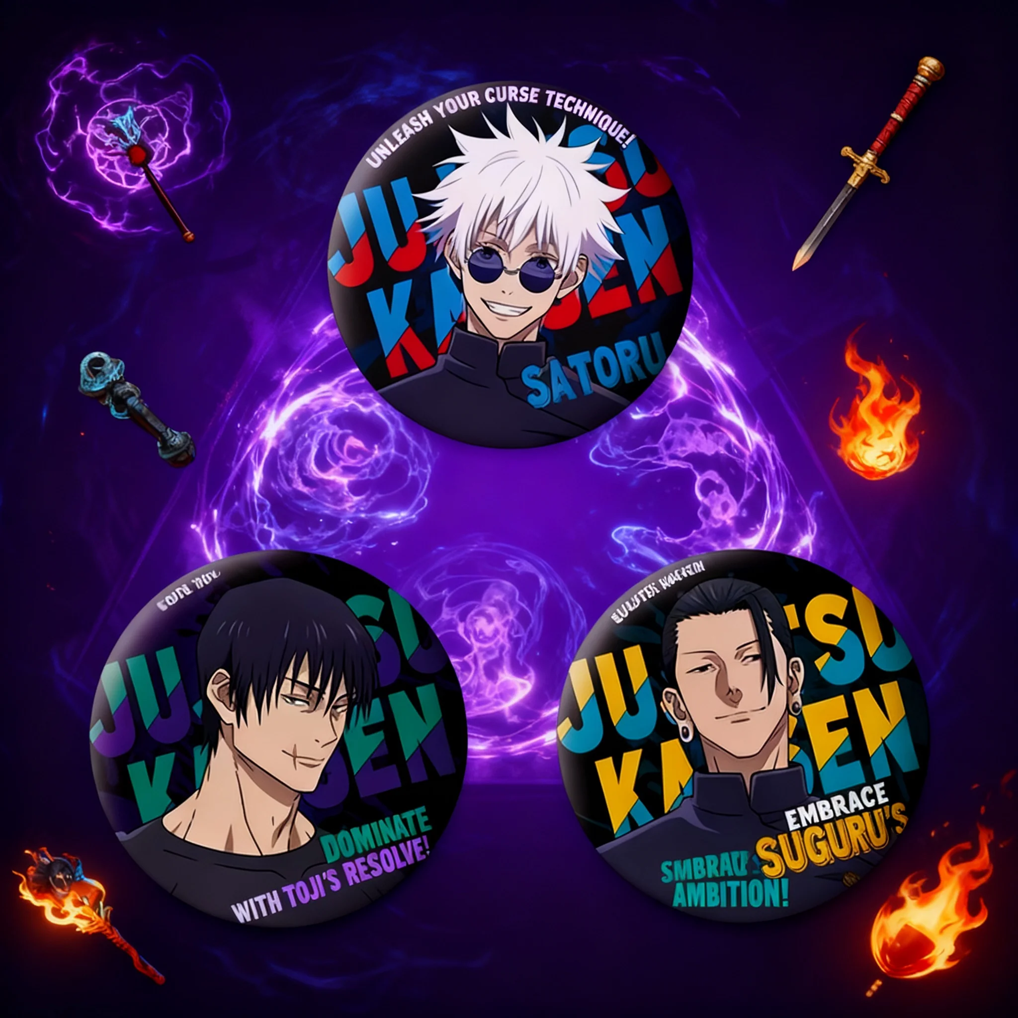 

Anime Jujutsu Kaisen Badge Set Gojo Satoru Geto Suguru Toji Fushiguro Metal Pin Brooch Collection Cute Cosplay Accessories Gift