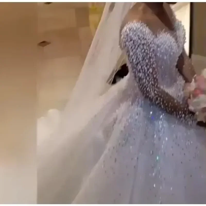 Customized High Quality Custom Made New Fashion Custom Made Bridal Gown Bride Full Beads Custom Wedding Dresses 2025