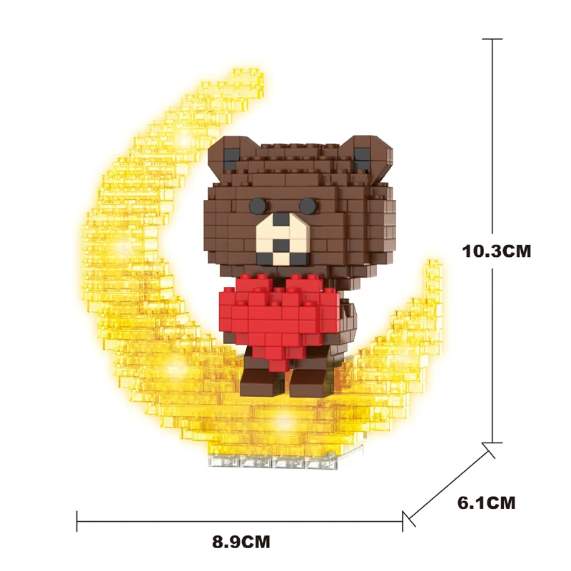 مكعبات بناء مضيئة على شكل دب لطيف - هدية عيد ميلاد تعليمية مثالية للأصدقاء! (بدون قاعدة) #4