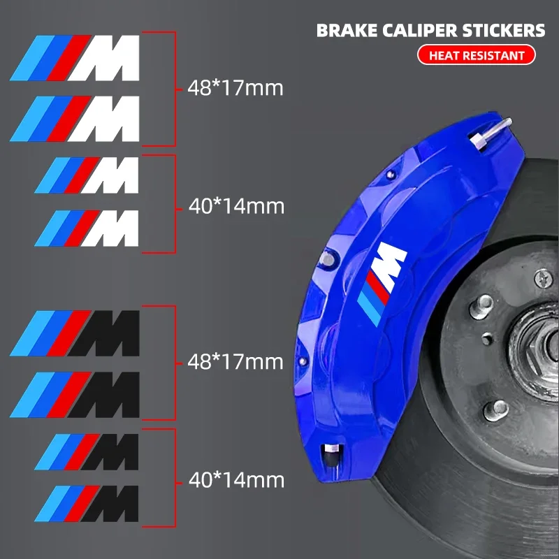 4pcs Sport Car Brake Caliper Sticker Auto Logo Decal for BMW M M6 M5 M4 M3 M2 M1 X5M X6M X1 X2 X3 X4 X5 X6 X7 Performance Power