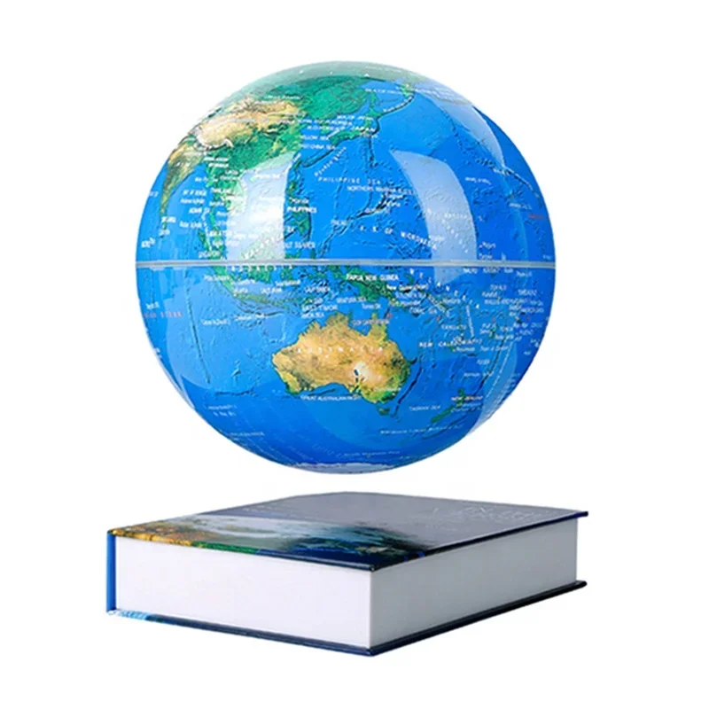 

Book base design 8 inch 20cm Magnetic Levitating Floating and rotating World Map English globe with white and RGB LED lights