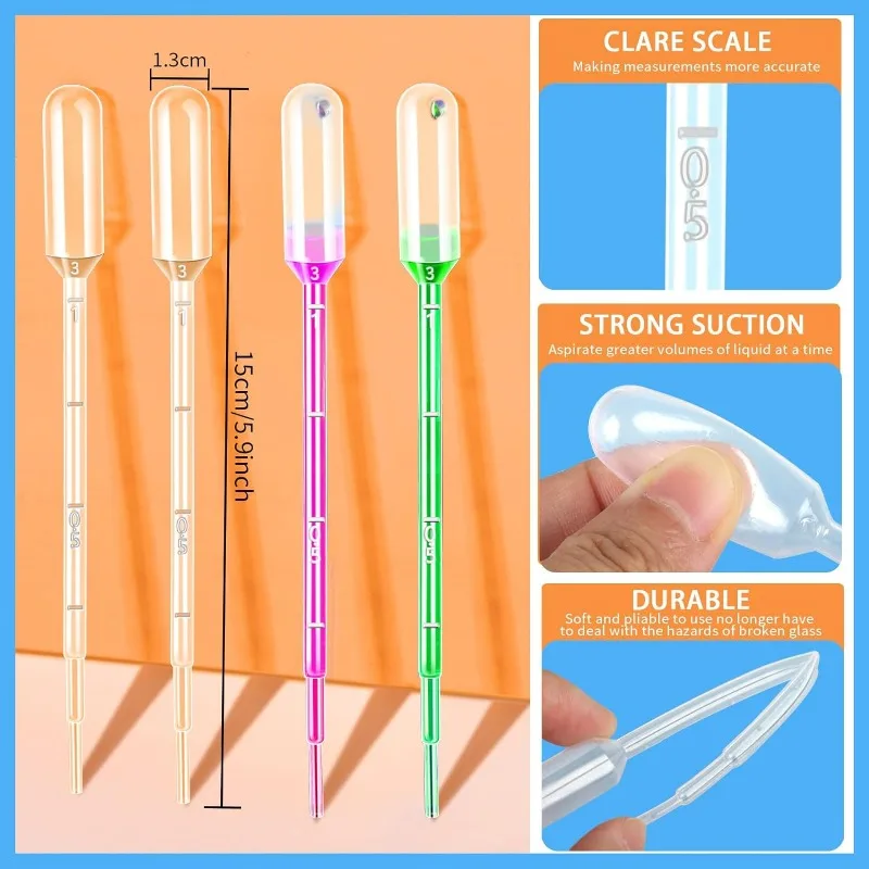 50PCS 3ml Transfer Pipettes Essential Oil Perfume Dropper Disposable Plastic Liquid Pipette