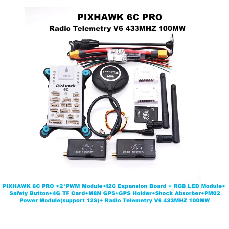 Angeltoy PIXHAWK 6C PRO White shell PX4 32 Bit Flight Controller Autopilot with 4G SD Safety Built-in Buzzer Radio Telmetry V6