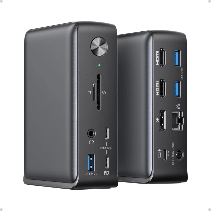 

Док-станция для ноутбука, док-станция USB-C 13-в-1, тройной дисплей с помощью 2 x 4K и 1 x DP, зарядка 85 Вт для ноутбука