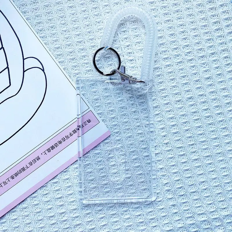 Transparent Plastic Korea Photo Card Holder Anti-lost Keychain 3 Inch INS Idol Protective Case Bag Bus Cards Sleeves Supplies