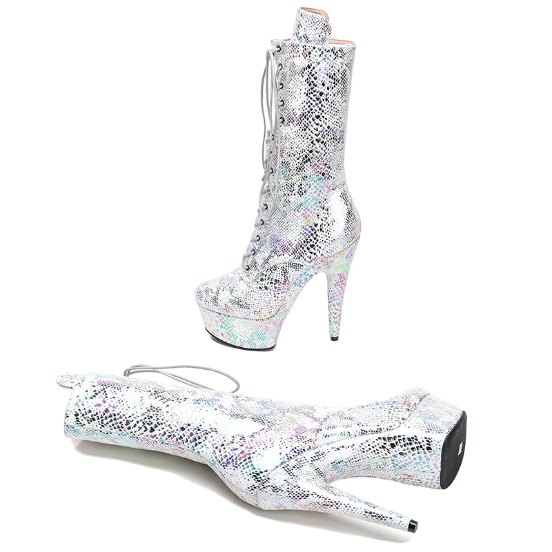 Leecabe 15CM/6inches Snake Suede  Fashionable and exotic  High Heel platform stripper heelPole Dance booties