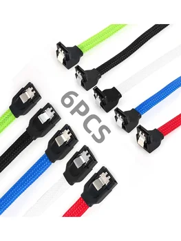 Lecolli 3PCS/6PCS SATA 3.0 III SATA3 7pin Kabel do transmisji danych 6Gb/S SSD Kable do dysków twardych HDD Przewód z nylonową osłoną Premium