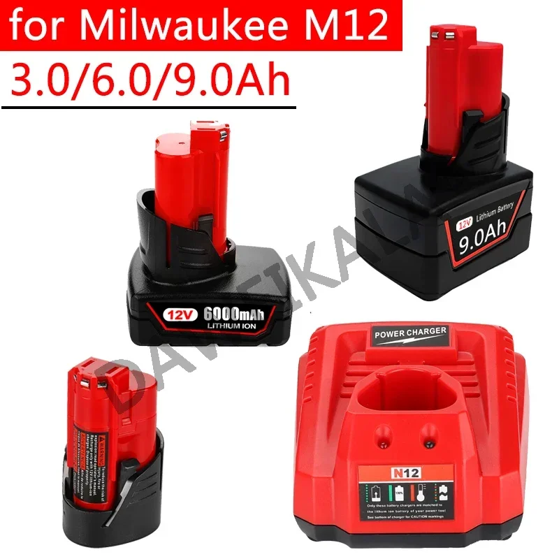 M12 3.0/6.0/9.0 Li-ion Battery For Milwaukee 48-11-2411 48-11-2420 48-11-2401 48-11-2401 12-Volt M12 Cordless Tool Battery