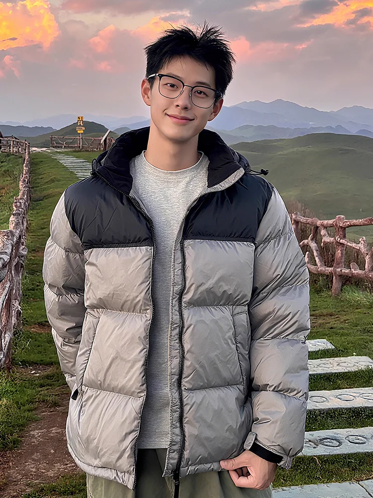 

Cleanfit ey Splice Color Blo Down Хлопковое мужское зимнее хлопковое пальто Thiened Fce на подкладке Американское крутое высококачественное хлопковое пальто