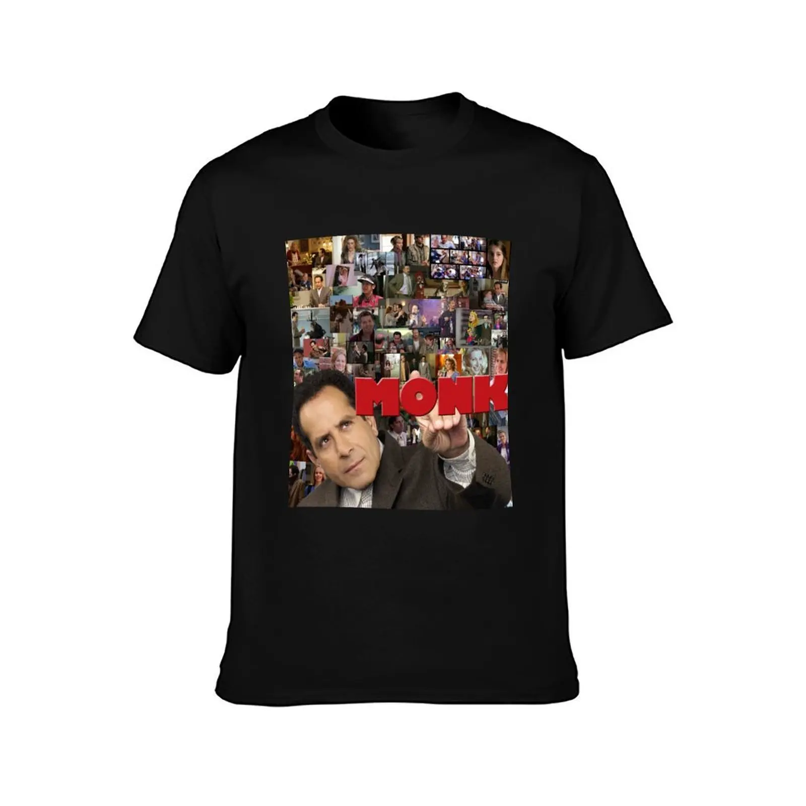 Adrian Monk Collage T-Shirt, Summer Casual Cotton Tee, Oversized Streetwear Tops, Vintage Graphic Print, Loose Fit Short Sleeve