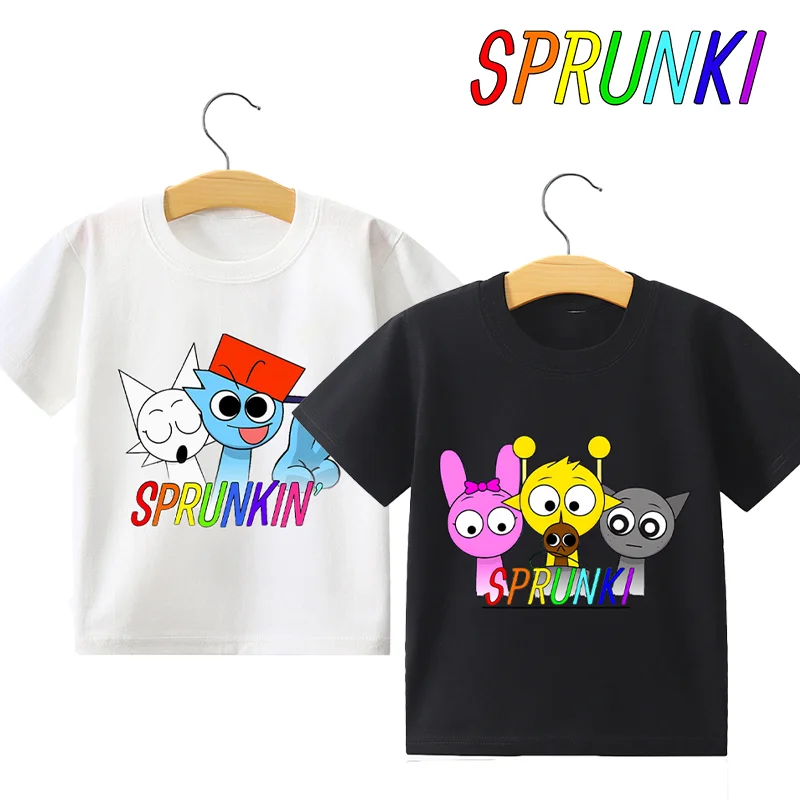 Sprunki T-Shirt Kids Toddler Camisetas Girls Short Sleeve Tops Boys Cartoon Soft Comfortable Tees Children Clothes Birthday Gift