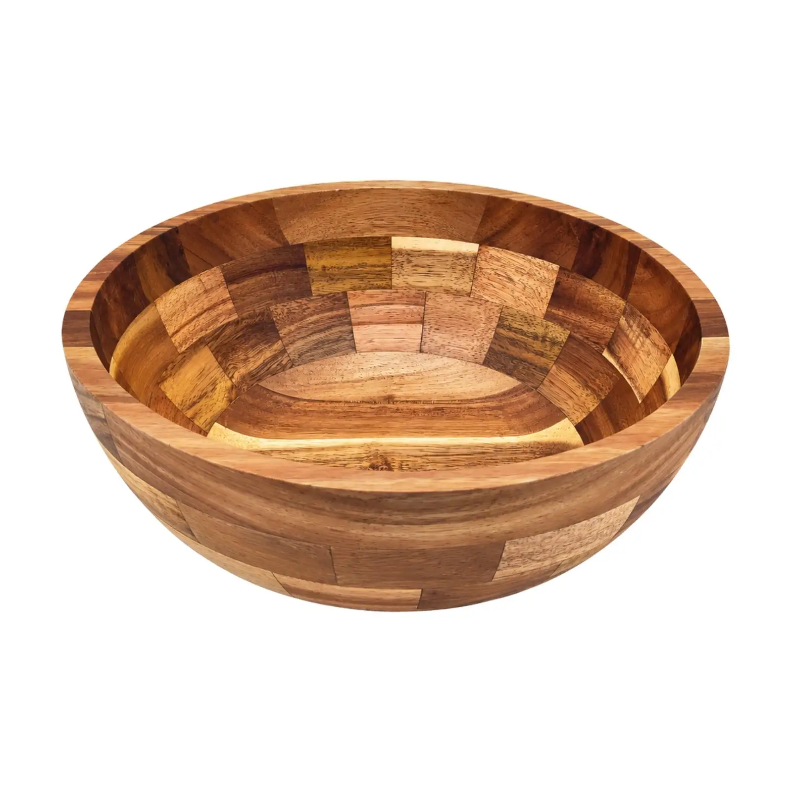 Large Acacia Wood Serving Bowl for Salad Tossing Fruit Display Kitchen Table Centerpiece