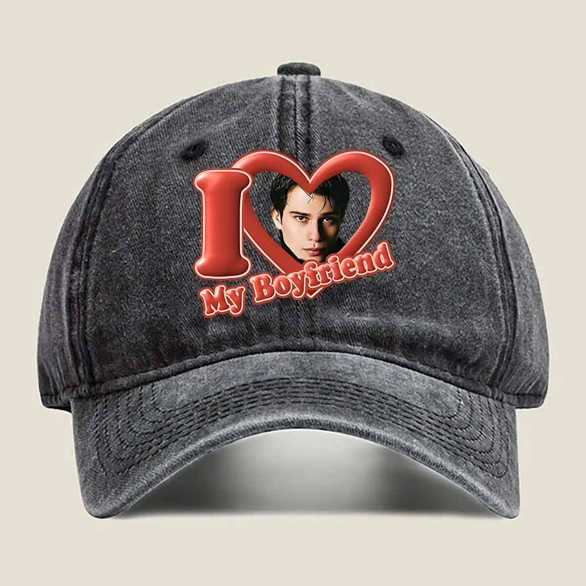 

Boyfriend Heart ‘I Love My Boyfriend’ heart - text art Washed Baseball Cap