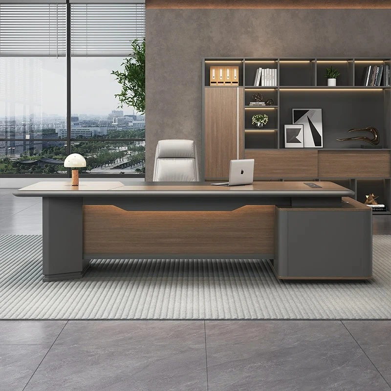 L Shaped Storage Office Desk Wireless Charging Black Executive Wooden Manager Table Drawers Writing Mesa De Escritorio Furniture