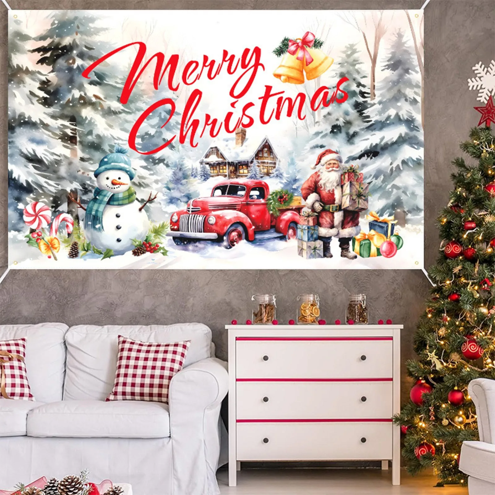 Christmas Background Cloth Christmas Home Outdoor Campus Party Decoration Christmas Theme Party Party Decorations Birthday