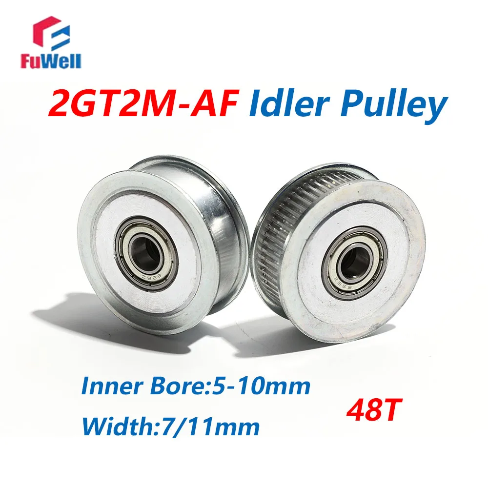 

FuWell 2GT-48T Timing Idler Pulley 7/11mm Belt Width Bearing Synchronous Gear Wheel Aluminum Alloy 5/6/7/8/10mm Bore Idle Pulley