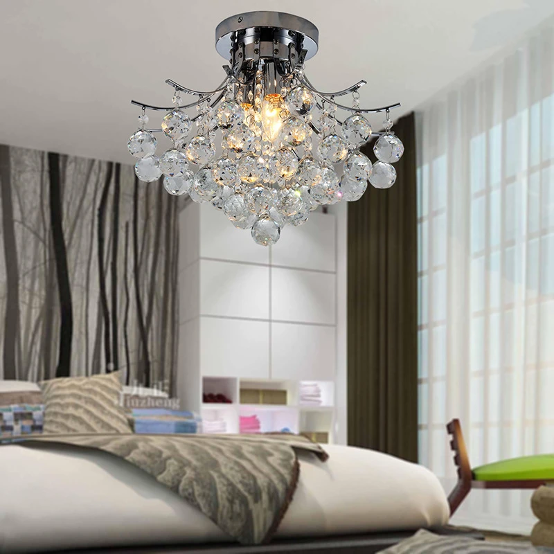 

Jane European living room, bedroom crystal ceiling light, dining room wrought iron chrome crystal lamp, LED entrance light