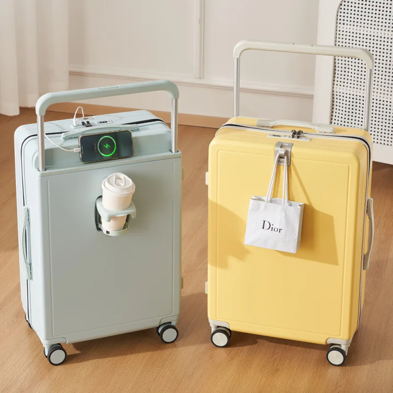 

Новый высококачественный дорожный чемодан 2025 года из поликарбоната с широкой выдвижной ручкой, 20 дюймов, для женщин, эстетичный, матовый, класса люкс, однотонный