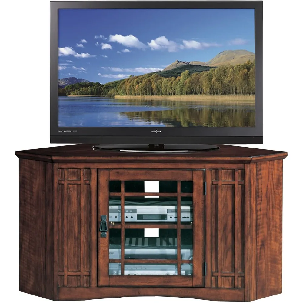 

Leick Home 82285 Mission Corner TV Stand Made From Solid Wood, One Door and Adjustable Shelf, for 50" TVs, Mission Oak