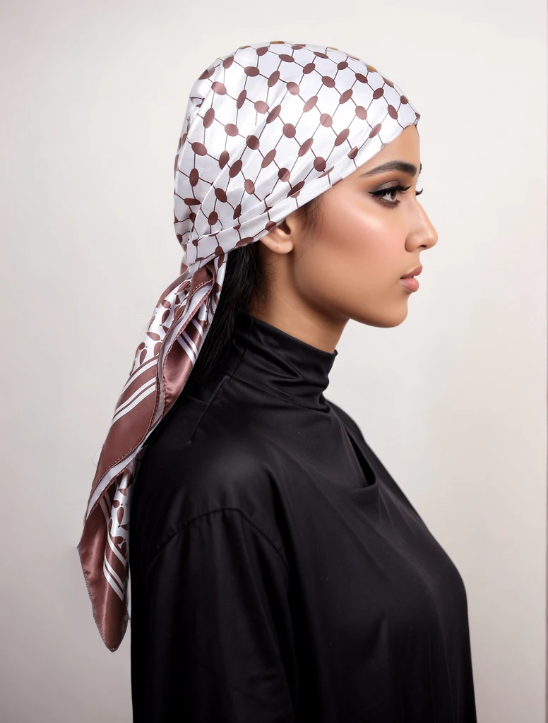 

90*90cm Printed Silk Palestine Scarf Keffiyeh Satin Ladies Hijab Kuffiyeh Small Square Scarf Bandana Sunscreen Hair Band