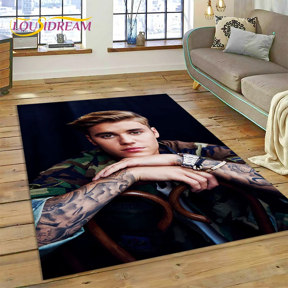 

3D Justin Bieber Idol Singer Rug Carpet for Living Room Bedroom Home Decor,Floor Mat Non-slip Decoration for Sofa Doormat Gifts