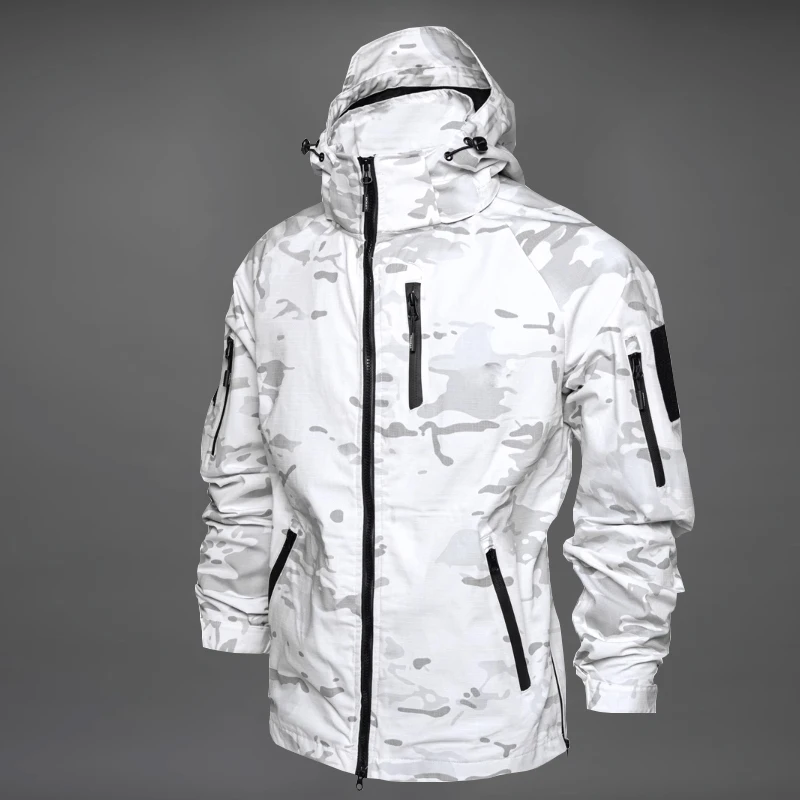 Polyester Cotton MCAP Snow Camouflage White Coat Jacket Outdoor Commuting Spring And Autumn Men And Women Tactical Top