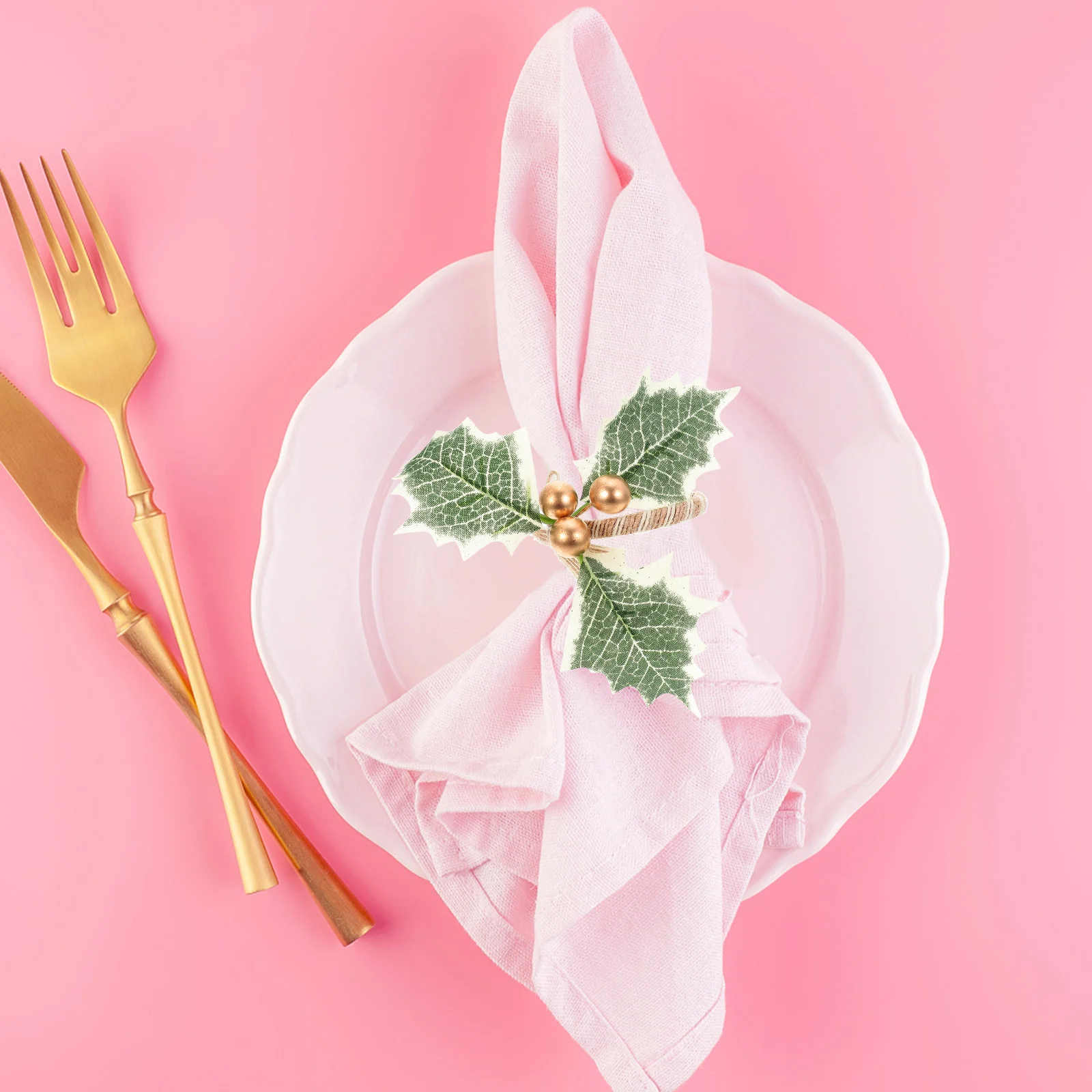 

6pcs Napkin Christmas Berry Leaf Plastic Tableware Clasps Party Christmas Napkin Holder Supplies Home Hotel Restaurant Decor