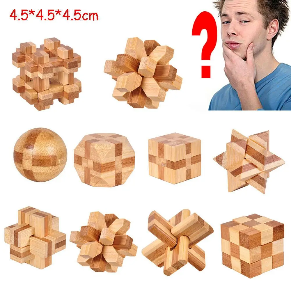 3D Wooden Interlocking Game IQ Puzzle Toy Brain Teaser Kong Ming Lock Classic Toys