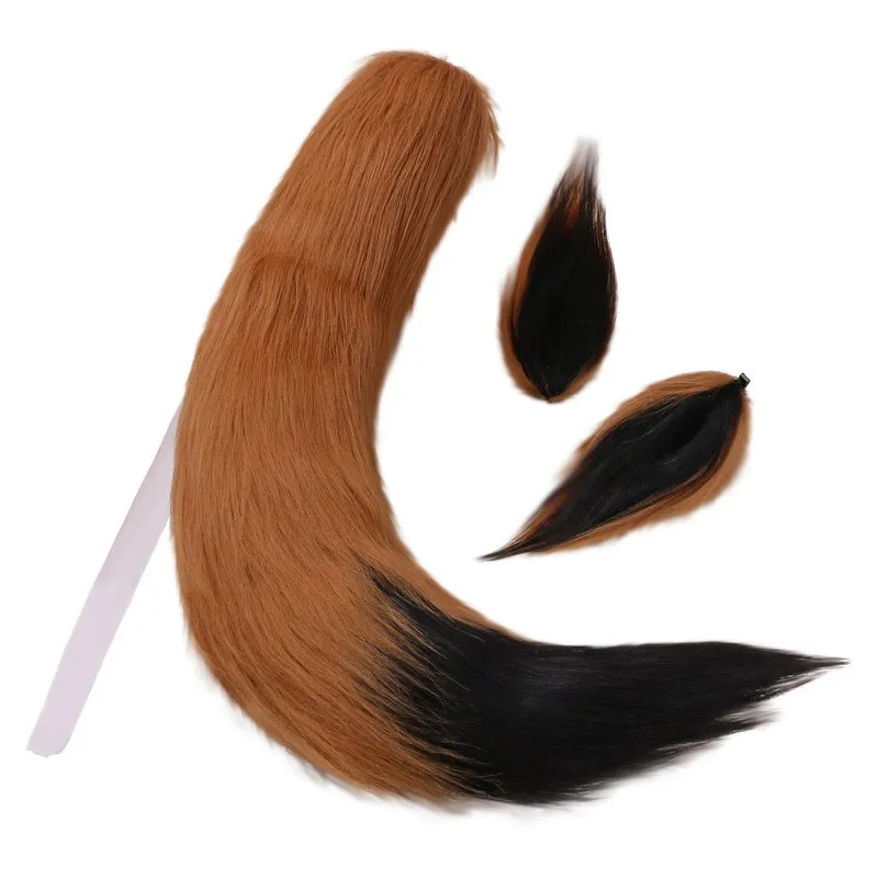 Anime Plush Fox Ear Headwear Tail Suit Cosplay Animal Furry Beast Ears Lolita Girl Hairband Tail Party Costume Accessories