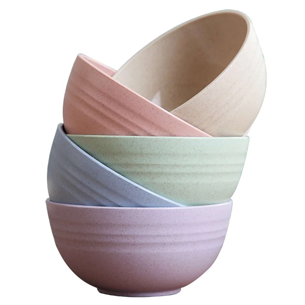 

5Pcs Wheat Straw Bowls Lightweight Chip Resistance Fruit Yogurt Ice Cream Dessert Noodles Party Everyday Use Wheat Straw Bowls