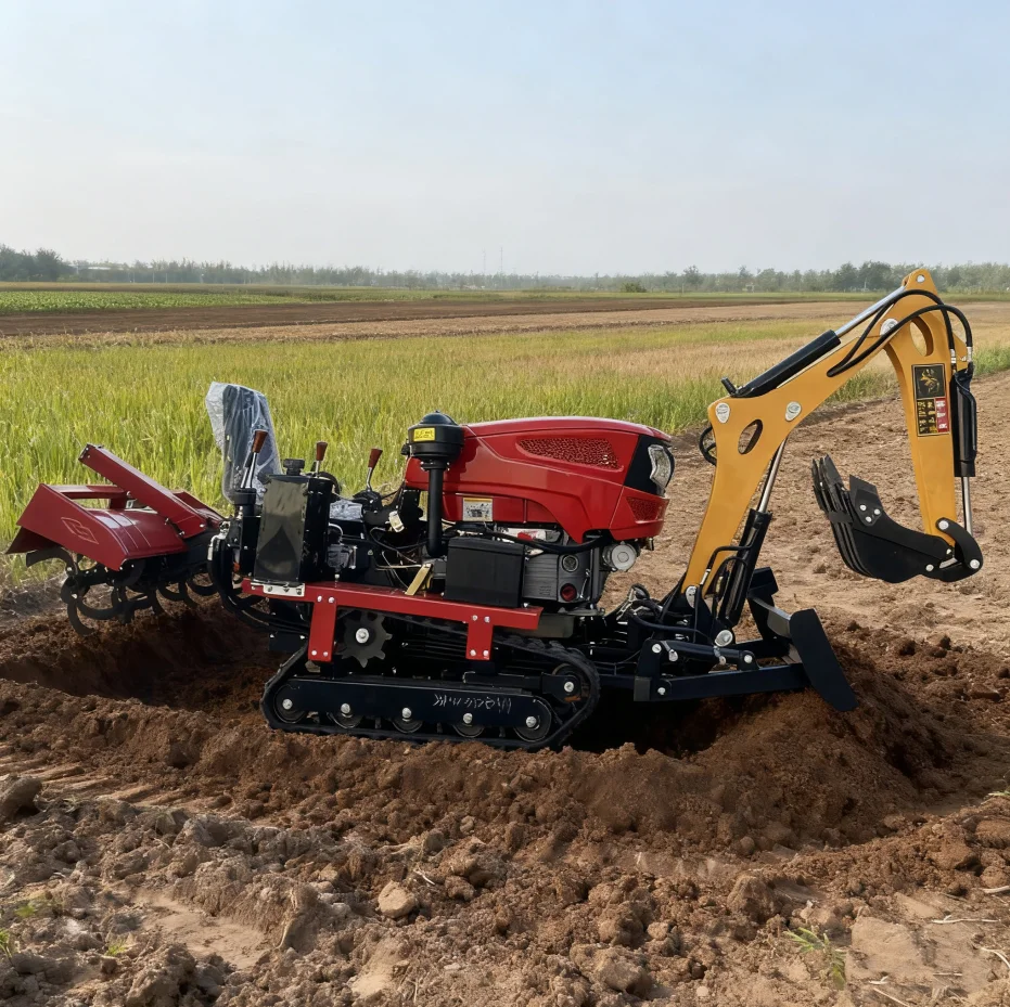 Four-wheel Drive Multifunctional diesel Rotary Tiller Household Micro-tillage Trencher Multifunctional Crawler Rotary Tiller view 5