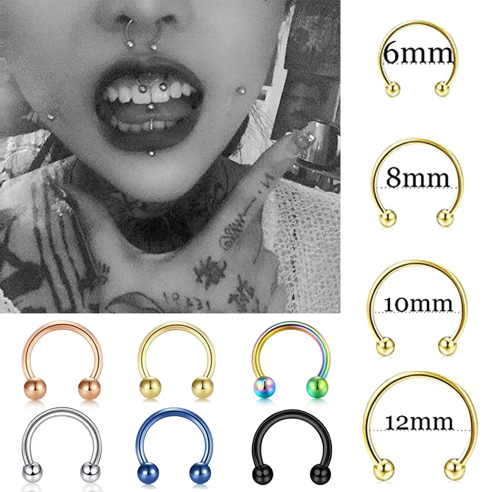 14 جرام 16 جرام الحاجز مجوهرات الجراحية الصلب الحاجز الدائري للنساء الرجال الأنف الأنف خواتم الشفاه Labret الغضروف ثقب الجسم 10 قطعة مجموعة