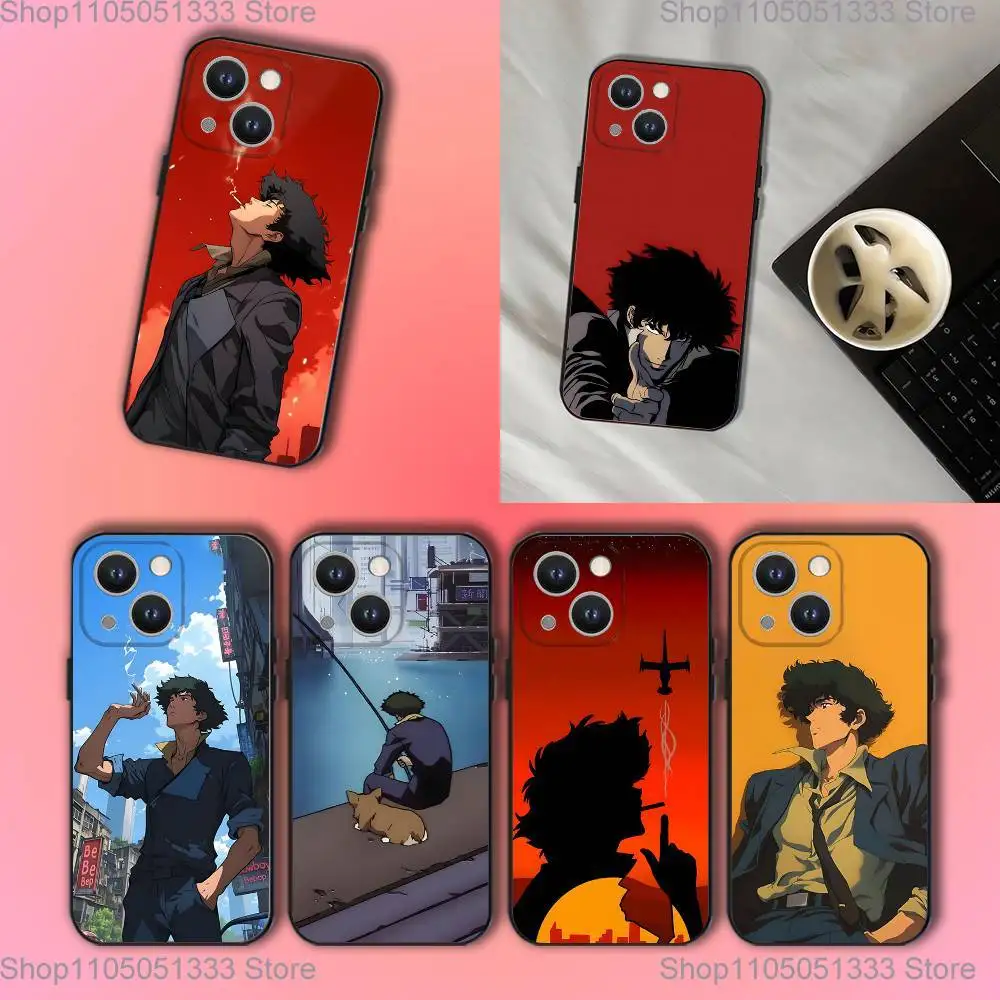 

C-CowboyS B-Bebop Spike Phone Case For iPhone 16,15,14,13,12,11,Pro,XS,Max,XR,Plus,E,SE4,Mini Black Soft Cover