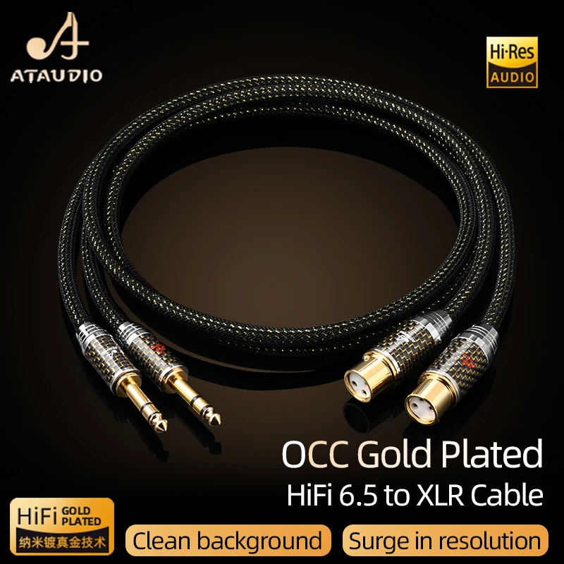 Kabel Audio ATAUDIO HiFi 6.5mm do XLR wysokiej jakości OCC pozłacany rdzeń 6.35mm TRS do XLR męski i Adapter żeński do miksera