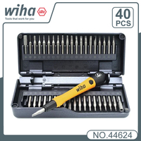Wiha 44624 Micro-bit Set 40 in 1 Magnetic Electrostatic Dissipative Screwdriver Bit Set with Extension Rod Z6901C4 Safe Storage