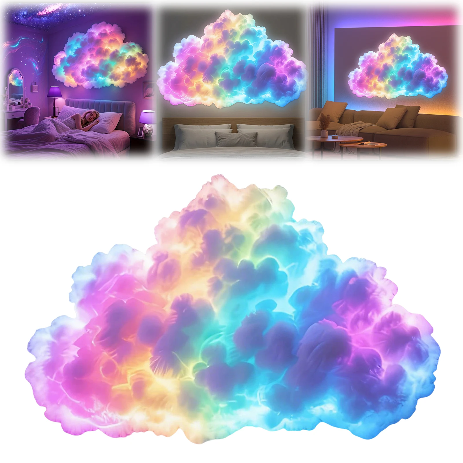 LED Thundercloud Lamp Set Adjustable 3D Cloud Dynamic Lighting Lamp Multicolor Ambience Lights for Kitchen Hallway Entertainment