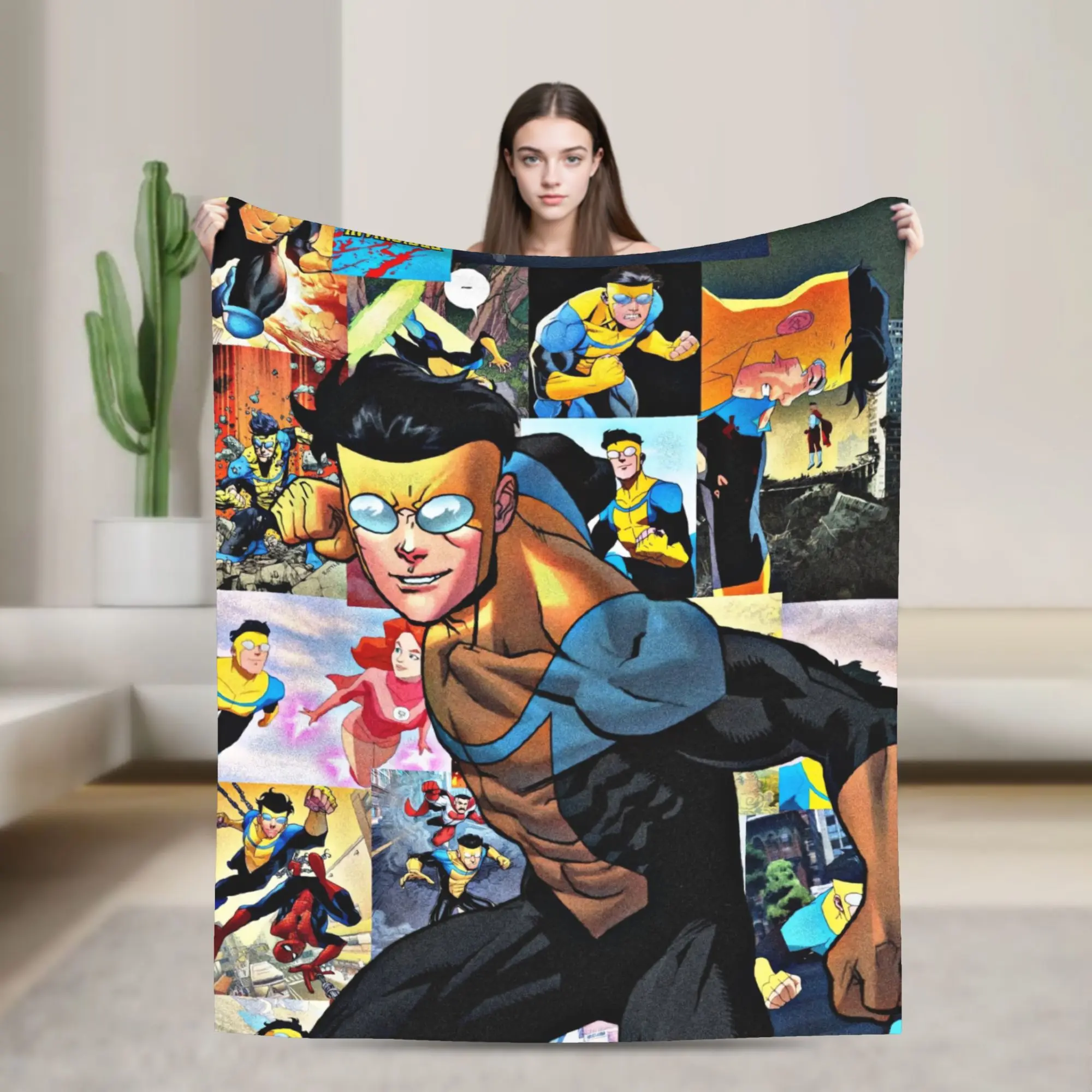 Mark Grayson Comic Panel Collage Warm Soft Blankets invincible Airplane Travel Plush Bedding Throws Flannel Bedspread Sofa Bed