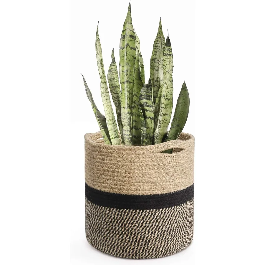 

Sturdy Jute Rope Plant Basket Modern Woven Baskets for 10 Flower Pot Floor Indoor Planters 11 x 11 Storage Organizer Basket Rus