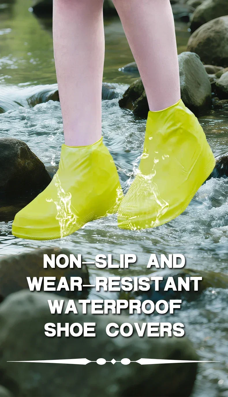 1 Paar wasserdichte Schuhüberzieher aus Silikonkautschuk, rutschfest, wasserabweisend, Regenschuhüberzieher für Outdoor-Radsport, Schuhprotektoren, Neu – Detail 1