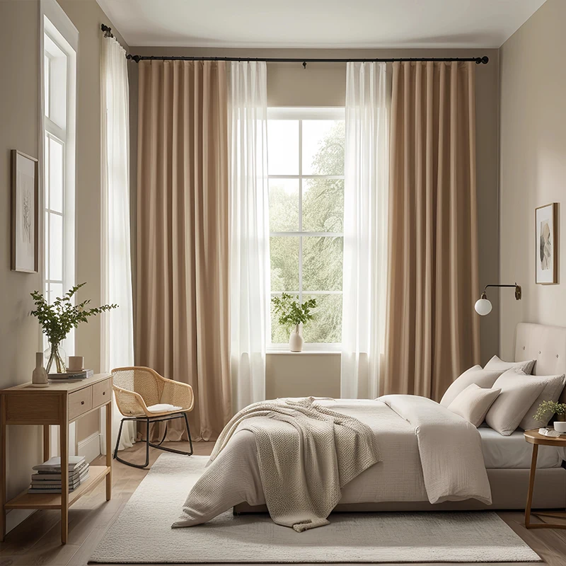 قطعتان من ستائر التعتيم الفاخرة لغرفة النوم وغرفة المعيشة ستارة أمريكية فرنسية