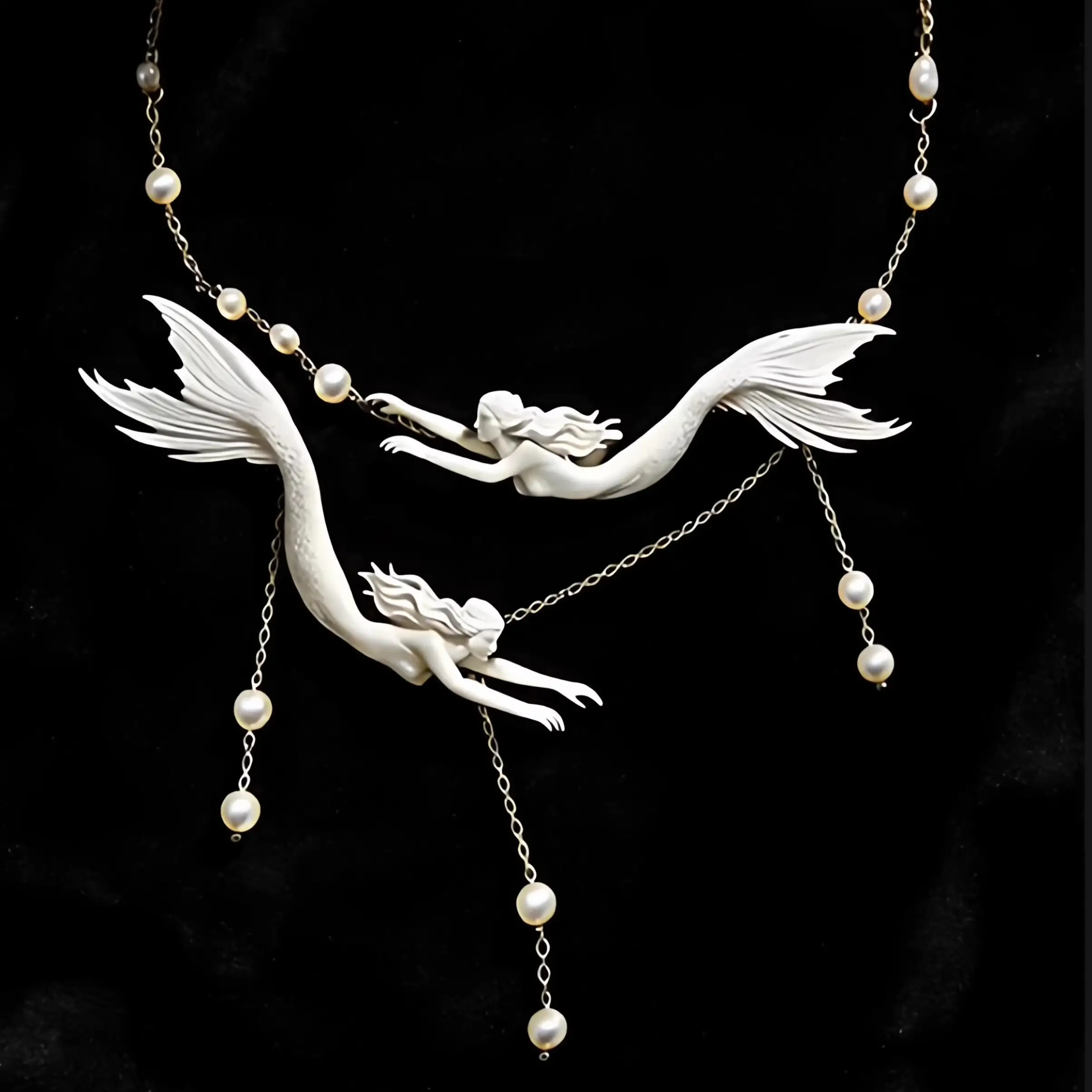 Twin Mermaid Necklace Perlas Barrocas Naturales Retro Elegant Cold Style Clavicle Chain Collares Para Mujer Jewelry Regalos view 4