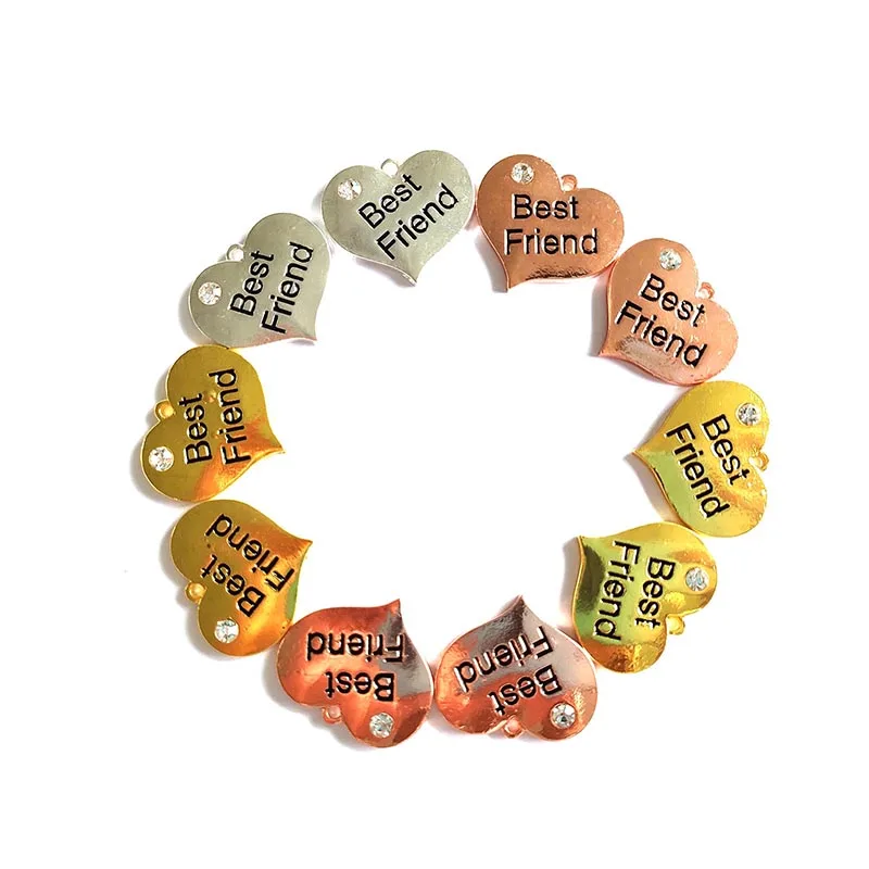 

10pcs Aolly Best Friend Mixed Heart Charms for DIY Bracelet Bangle Making HT0029