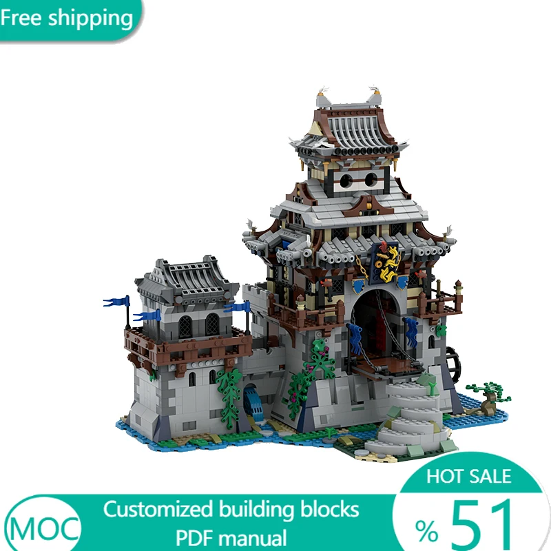 3684 pièces de construction personnalisables, château de style architectural traditionnel, blocs de construction modulaires, briques DIY, jouet pour garçons, cadeau d'anniversaire