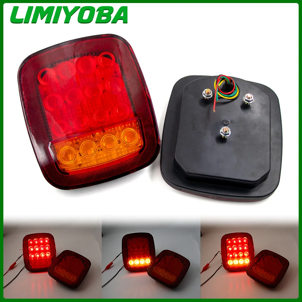 2 pçs 12v 16 led caminhão lâmpada led luzes traseiras para jeep wrangler tj yj cj universal caminhão reboque vermelho/amarelo sinal de volta parar luz